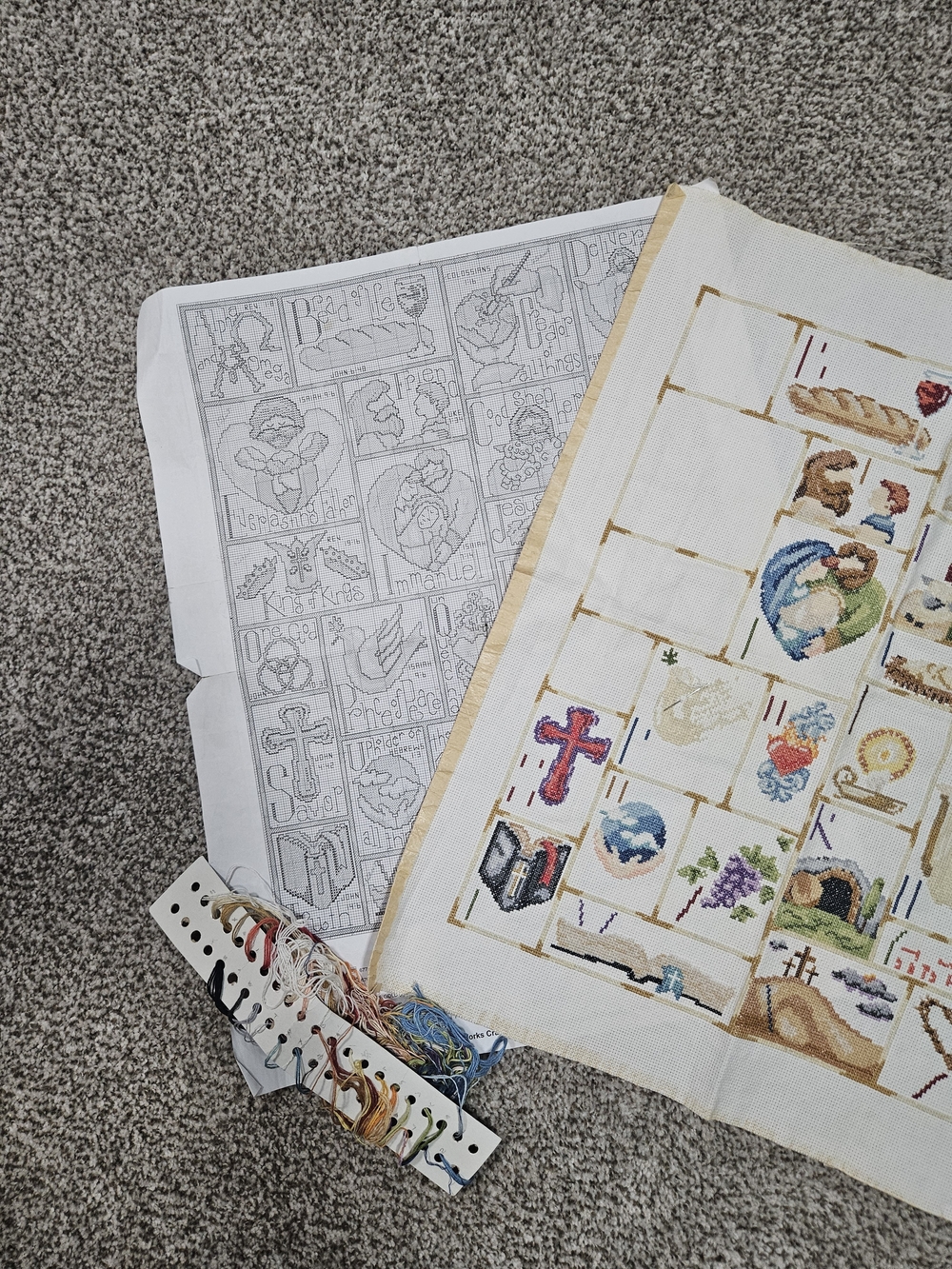 Inspirational ABCs Themed Cross Stitch Sampler in Cream - Picture 3 of 4
